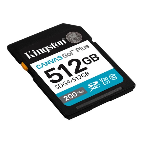 Kingston 512GB SDXC Canvas Go! Plus Gen4 200MB/s C10 UHS-I U3 V30