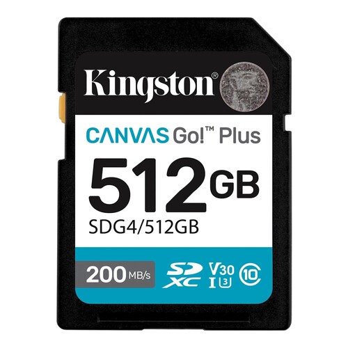 Kingston 512GB SDXC Canvas Go! Plus Gen4 200MB/s C10 UHS-I U3 V30