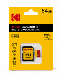 Kodak - Kodak 64GB microSD Premium UHS-I C10 U1 V10 + SD Adaptör (Kırmızı)