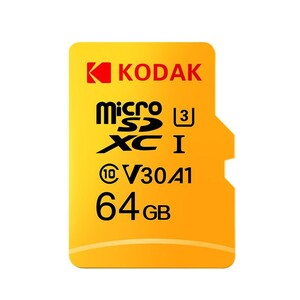 Kodak - Kodak 64GB microSD Ultra UHS-I U3/V30/A1 + SD Adaptör (Sarı) (1)