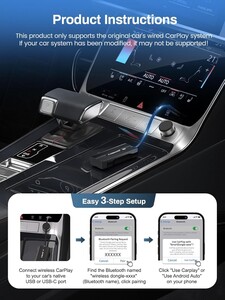 LEMORELE P80 Kablosuz CarPlay 5,8 GHz Android Auto Kablosuz Adaptör - Thumbnail