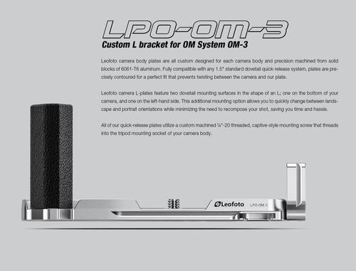Leofoto LPO-OM-3 Gümüş L-Plaka (OM SYSTEM OM-3)