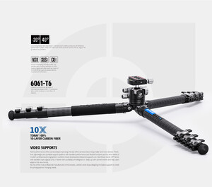 Leofoto LSR-324C+LH-40 Profesyonel Karbon Fiber Tripod Kit (Rapid Ranger Klipsli Kilit + LH-40 Top Kafa) - Thumbnail