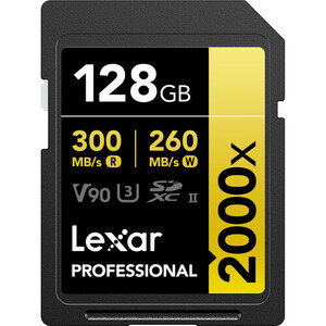 Lexar - Lexar 128GB 2000x Professional SDXC UHS-II V90 300 MB/s Hafıza Kartı
