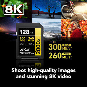 Lexar 128GB 2000x Professional SDXC UHS-II V90 300 MB/s Hafıza Kartı - Thumbnail