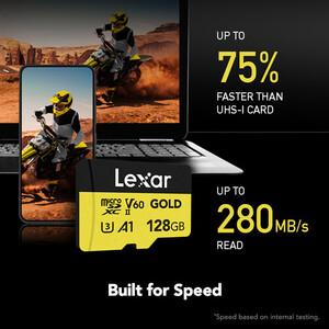 Lexar 128GB 280 MB/s UHS-II / V60 / U3 MicroSD Hafıza Kartı (Gold Serisi) - Thumbnail