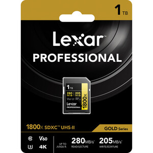 Lexar - Lexar 1TB 280MB/s Profesyonel 1800x SDXC UHS-II V60 Hafıza Kartı (Gold Serisi) (1)