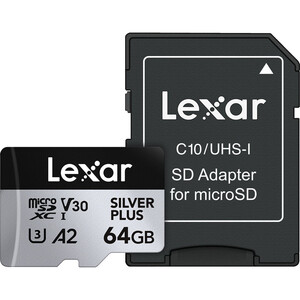 Lexar - Lexar 64GB 205 MB/s Silver Plus microSD UHS-I V30 Hafıza Kartı