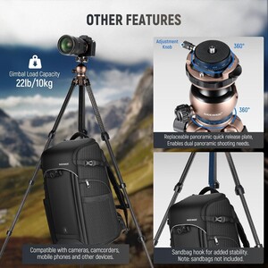 Neewer LiteTrip LT35 Karbon Fiber Tripod - Thumbnail