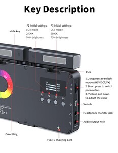Mamen SML-V02 Çift Mikrofonlu RGB LED Video ve Fotoğraf Efekt Işığı - Thumbnail