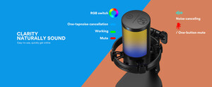 Maono DGM20 GamerWave Condenser USB Gaming RGB Mikrofon (Siyah) - Thumbnail