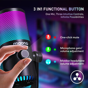 Maono DM30RGB USB Gaming Mikrofon (Siyah) - Thumbnail