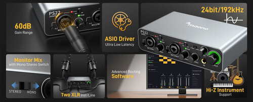 Maono PS22 ProStudio 2x2 USB Ses Kartı (Siyah)