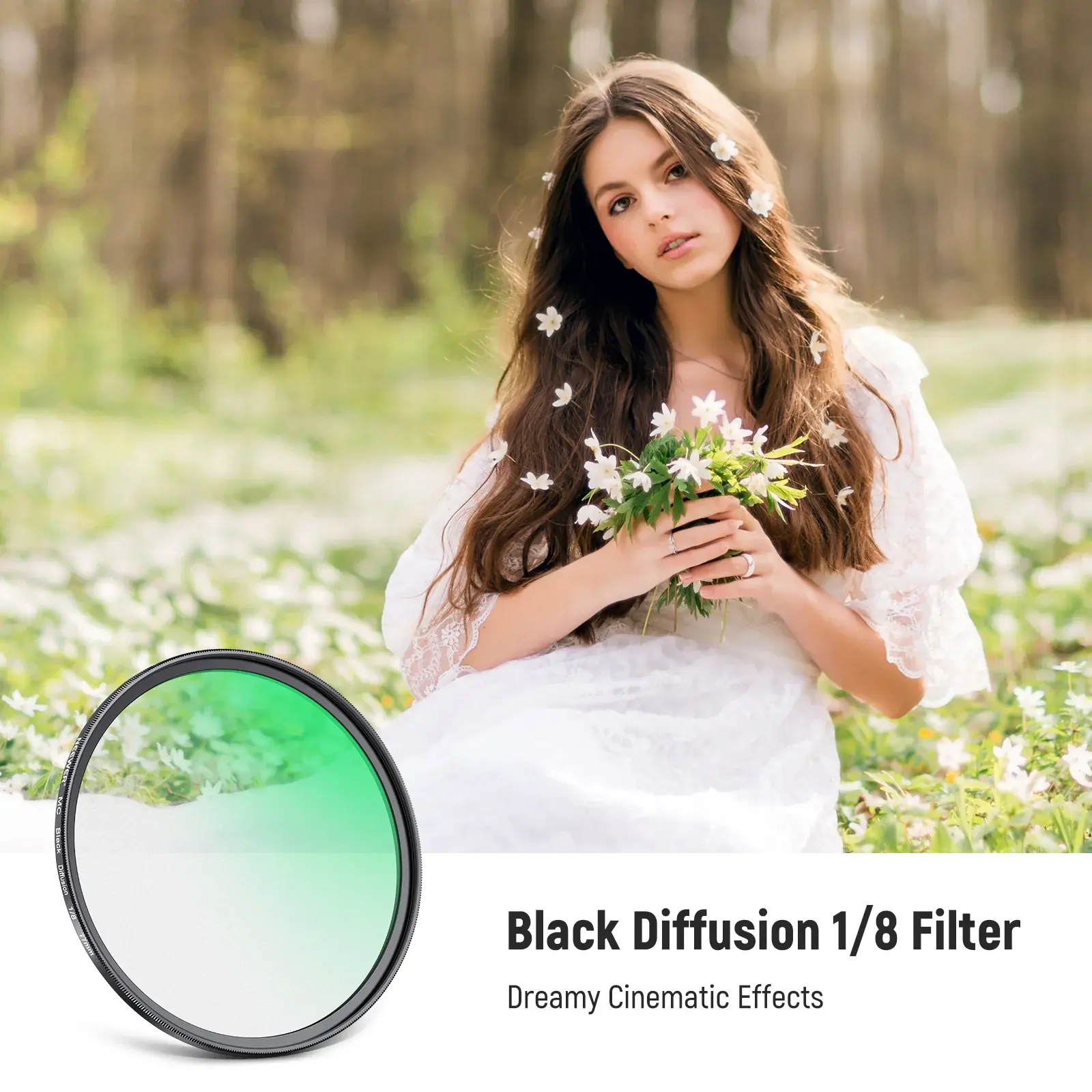 Neewer 82mm 1/8 Black Diffusion Sinematik Efekt Filtresi