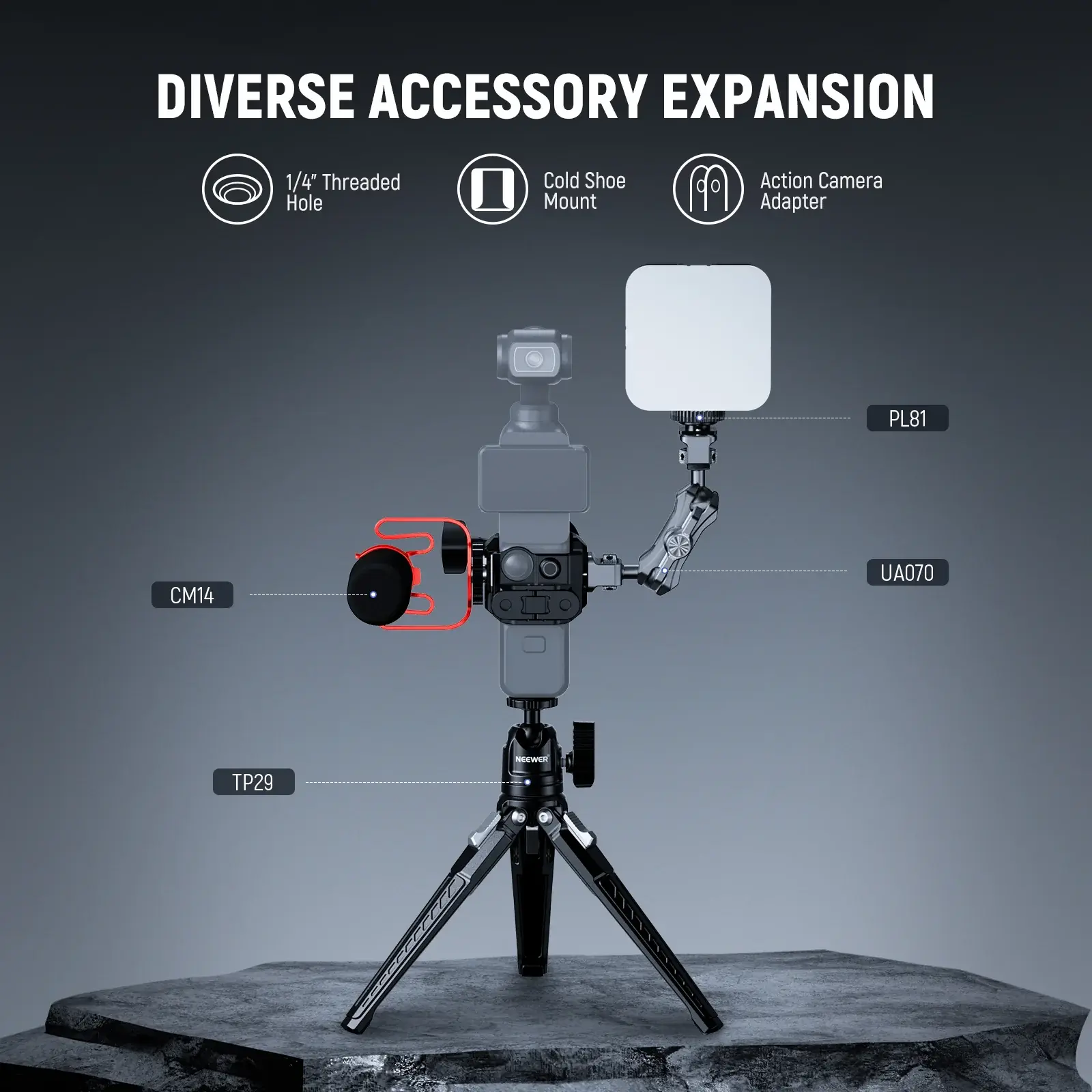 Neewer AC009 DJI Osmo Pocket 3 Aksiyon Kamera Kafesi