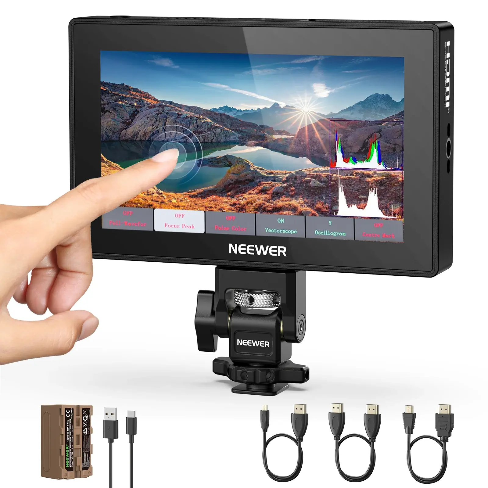 Neewer - Neewer F500 Pro 5.5'' 2000 Nits 4K HDMI Dokunmatik Kamera Monitörü