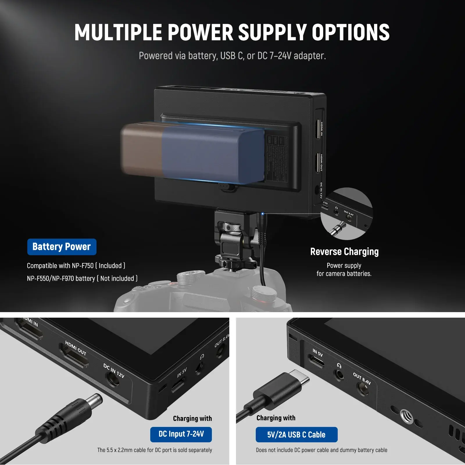 Neewer - Neewer F500 Pro 5.5'' 2000 Nits 4K HDMI Dokunmatik Kamera Monitörü (1)