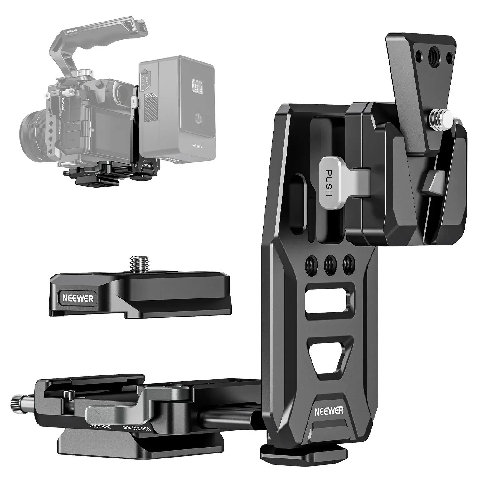 Neewer - Neewer PS016 NATO Raylı Profesyonel V-Mount Batarya Plakası