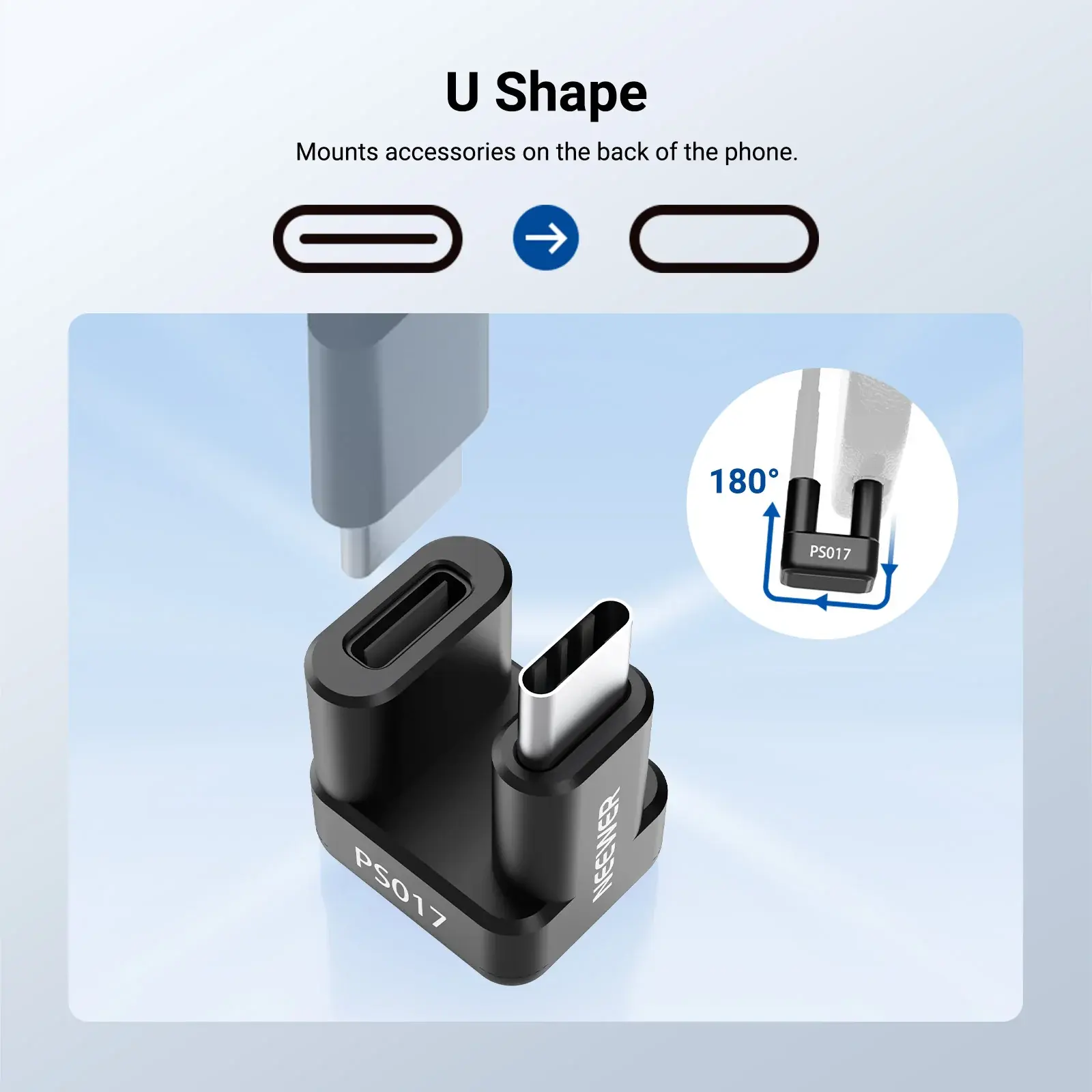 Neewer PS017 180° U-Tipi USB-C Adaptör (40Gbps & 240W & 8K) - Thumbnail