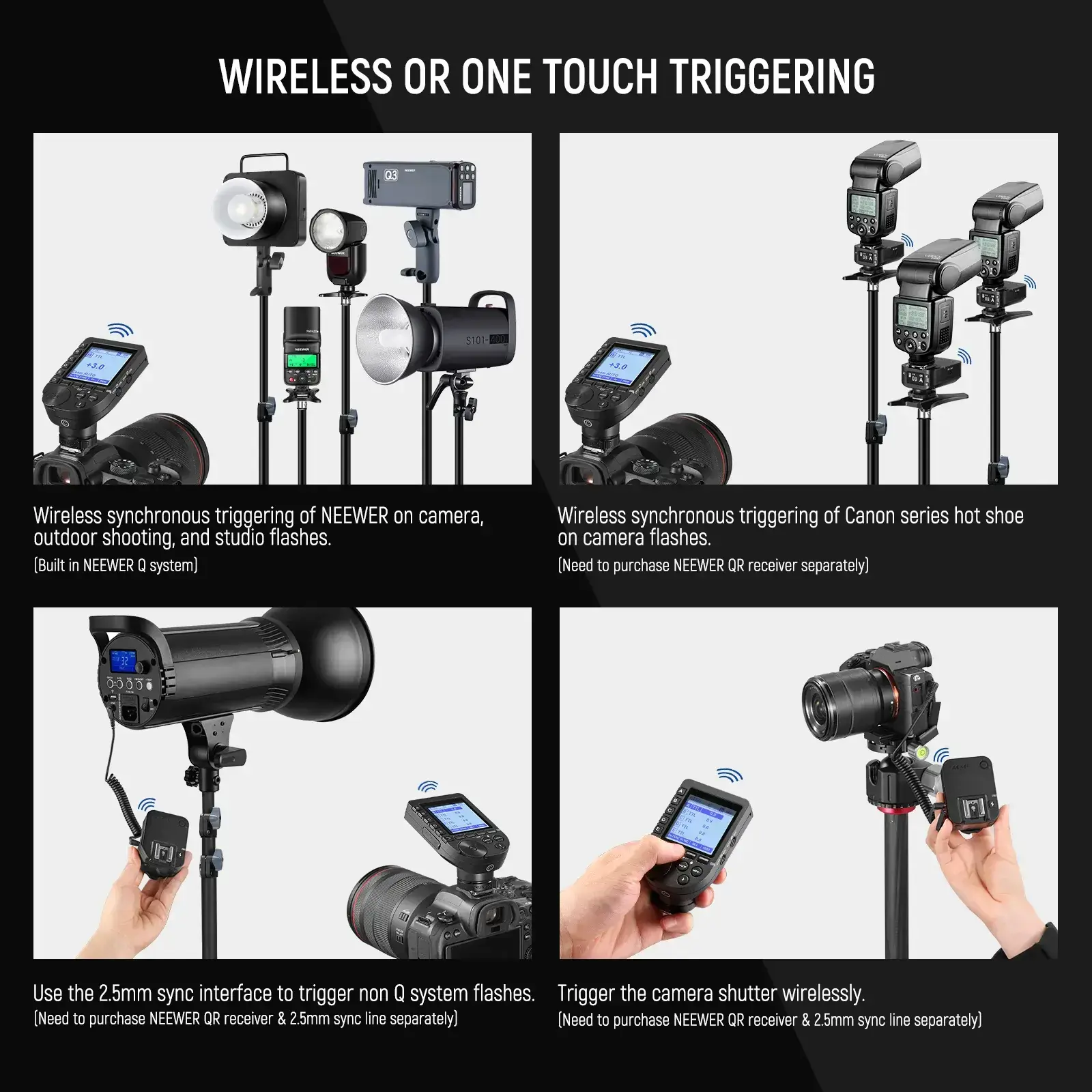 NEEWER QPRO-S Sony Uyumlu TTL Kablosuz Flaş Tetikleyici