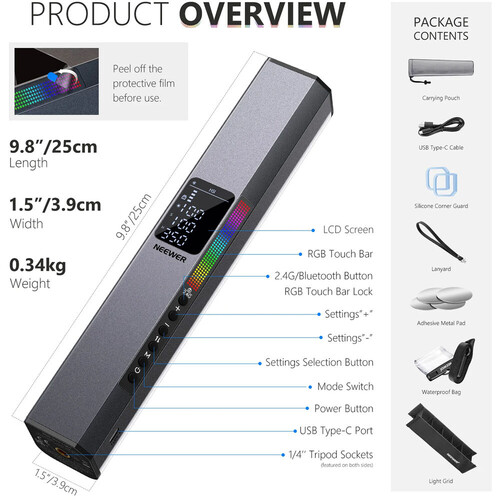 Neewer RGB1 Manyetik El Tipi LED Işık Tüpü
