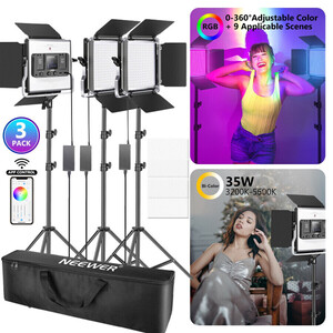 Neewer - Neewer RGB530 Uygulama Kontrollü 530 LED RGB Video Işığı 3'lü Kit (10096831) (1)