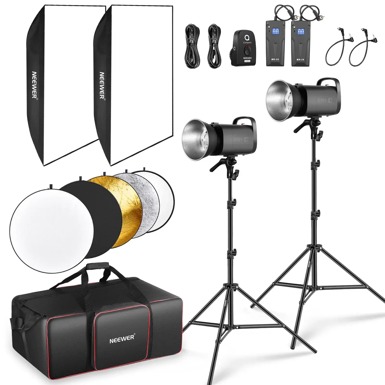 Neewer - Neewer S101-400W 2'li Stüdyo Flaş Seti