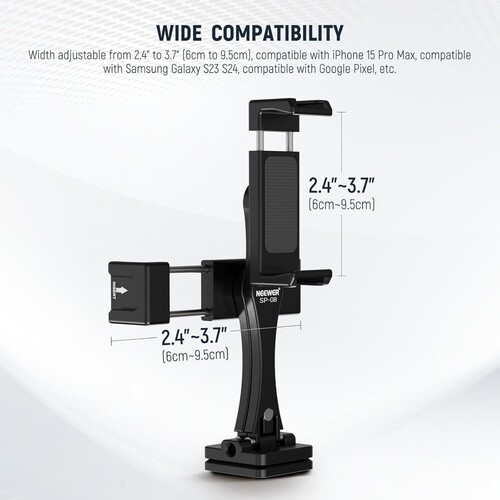 NEEWER SP-08 Metal Telefon Tripod Montaj Adaptörü (Çift Telefon Tutuculu)