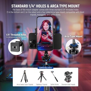 NEEWER SP-08 Metal Telefon Tripod Montaj Adaptörü (Çift Telefon Tutuculu) - Thumbnail