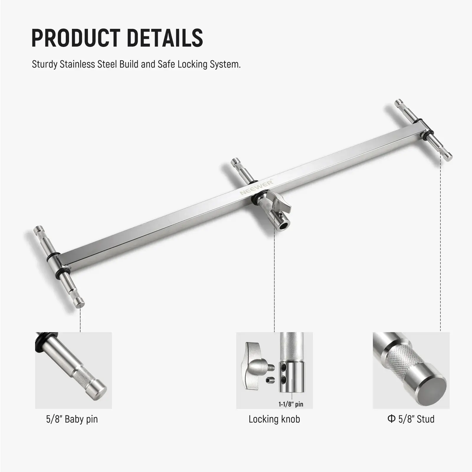 Neewer - Neewer UA005 Üçlü Başlık Profesyonel Stüdyo Işık ve Aksesuar Taşıyıcı Boom Kolu (1)