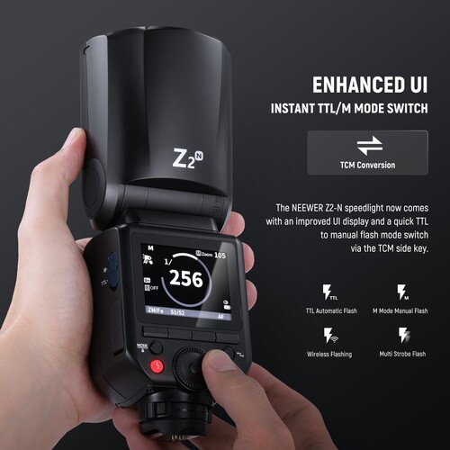 Neewer Z2-N Yuvarlak Başlıklı Bataryalı Tepe Flaşı (Nikon)