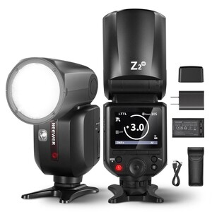 Neewer - Neewer Z2PRO-N Nikon Uyumlu 76W Yuvarlak Kafa Akülü Tepe Flaşı