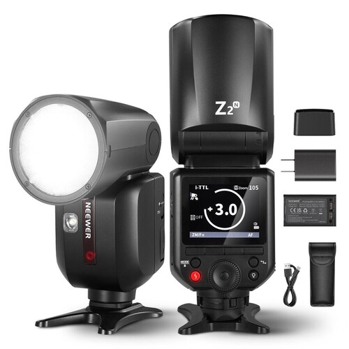 Neewer Z2PRO-N Nikon Uyumlu 76W Yuvarlak Kafa Akülü Tepe Flaşı