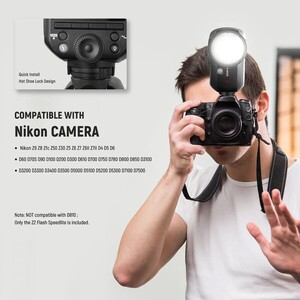 Neewer - Neewer Z2PRO-N Nikon Uyumlu 76W Yuvarlak Kafa Akülü Tepe Flaşı (1)