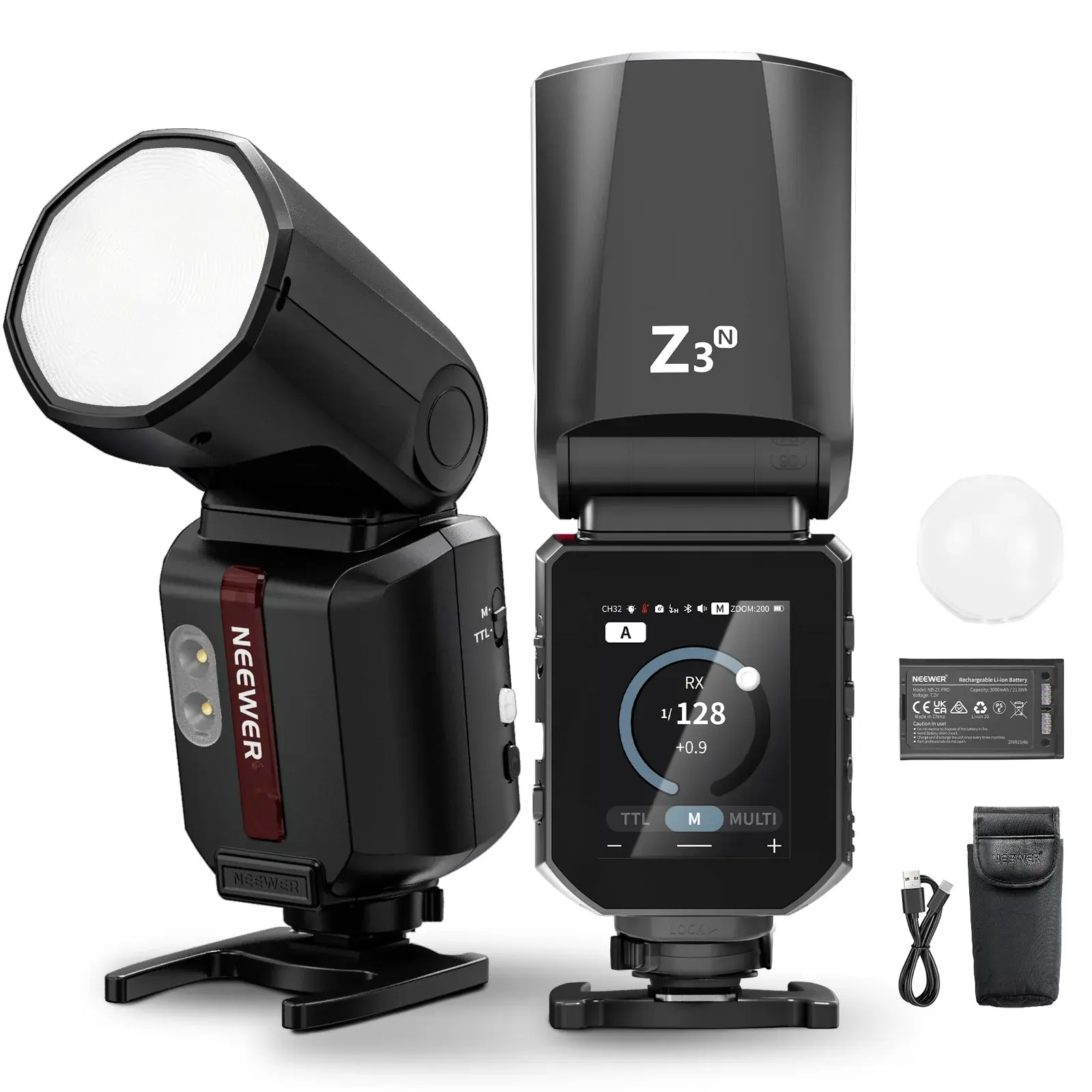 Neewer - Neewer Z3R-N Nikon Uyumlu 100W Yuvarlak Kafa Akülü Tepe Flaşı