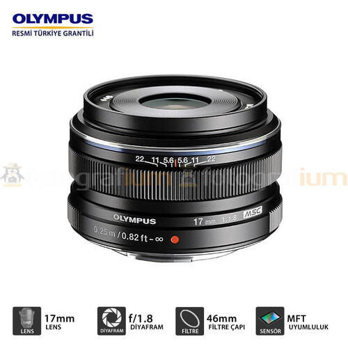 Olympus M.Zuiko Digital 17mm f/1.8 Lens Siyah