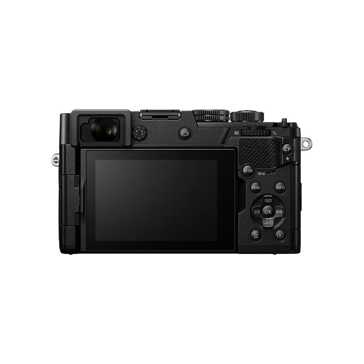 Olympus OM SYSTEM PEN Siyah + M.Zuiko 14-42mm F3.5-5.6 III Objektif Kiti - arka görünüm, vizör ve ekran