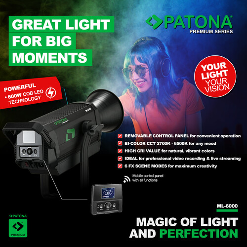 Patona ML-6000 600W Bi-Color LED Tekli Video Işık Kiti