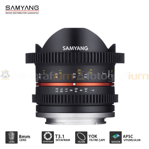 Samyang 8mm T3.1 VDSLR UMC Balık Gözü II Lens