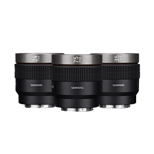 Samyang V-AF T1.9 3'lü MF Adaptörlü Cine Lens Seti (24mm, 35mm, 75mm, V-AF to MF Adaptör - Sony E)