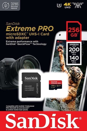 SanDisk 256GB 200MB/s Extreme Pro microSD Hafıza Kartı