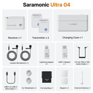 Saramonic - Saramonic Ultra 2 Kişilik Kablosuz Lavalier Yaka Mikrofonu (Beyaz)