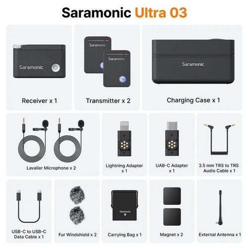 Saramonic Ultra 03 2 Kişilik Kablosuz Lavalier Yaka Mikrofonu