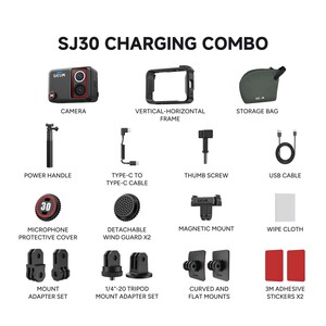 SJCAM - SJCAM SJ30 8K Çift Lens Aksiyon Kamerası – Şarj Combo