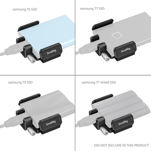 SmallRig 3272B SSD Kelepçesi Samsung T5 / T7 / T7 Shield / T9 ile uyumlu
