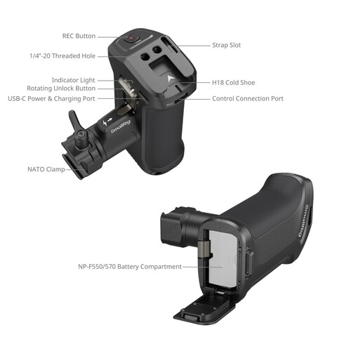SmallRig 3893 Sony Aynasız Kameralar için REC ile Döndürülebilir Yan Sap
