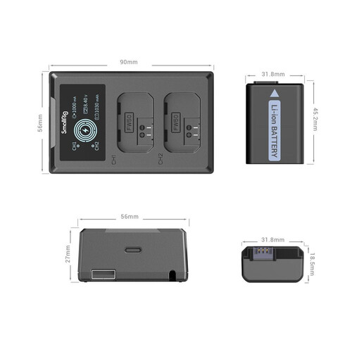SmallRig 4081 NP-FW50 Çiftli Şarj Cihazı