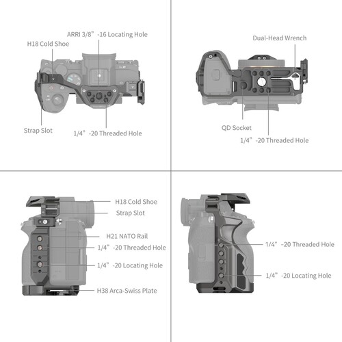 SmallRig 4538 Sony 7R V / 7 IV / 7S III için HawkLock Hızlı Çıkarma Kafes Kiti