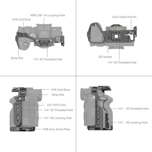 SmallRig 4539 HawkLock Hızlı Çıkarma Gelişmiş Kafes Kiti Sony Alpha 7R V / Alpha 7 IV / Alpha 7S III için