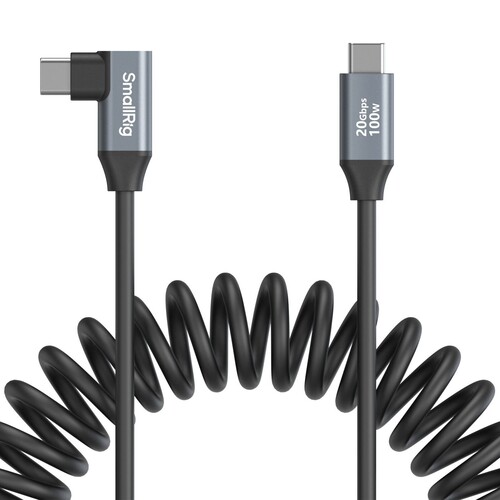 SmallRig 4792 USB-C (Düz) - USB-C (Açılı) Sarmal Veri Kablosu